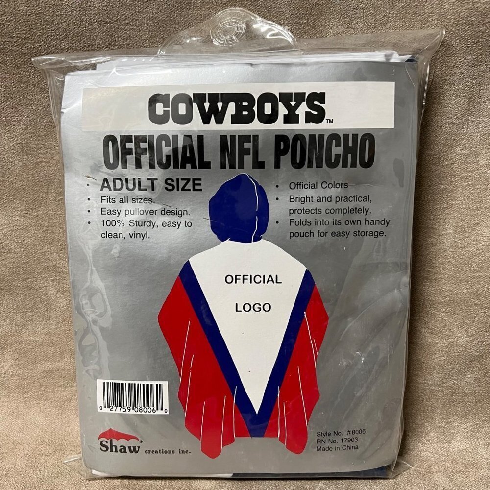 OFFICIALLY LICENSED DALLAS COWBOYS HOODIE/PONCHO~ONE SIZE FITS MOST~NEW IN PKG